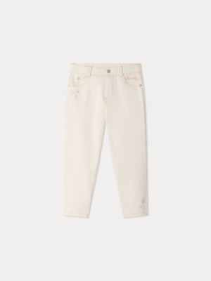 Eloha straight-leg denim trousers with embroidered patterns in organic cotton