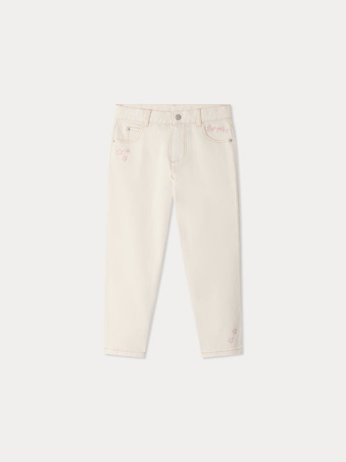 Eloha straight-leg denim trousers with embroidered patterns in organic cotton