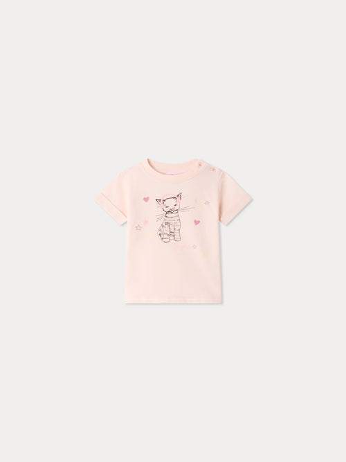 Aiman baby t-shirt with cat print in organic cotton