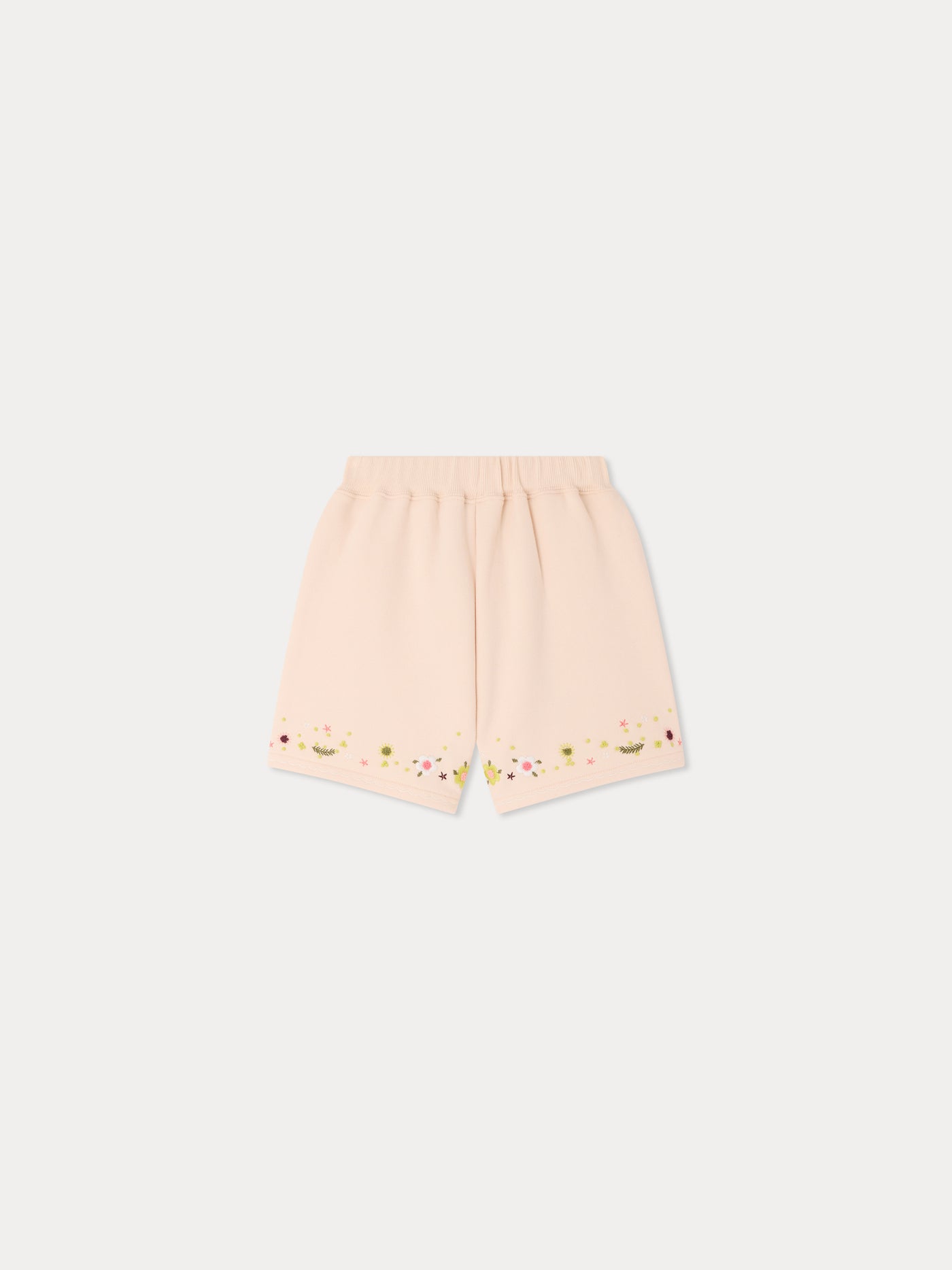 Cornelia hand-embroidered floral fleece shorts in organic cotton
