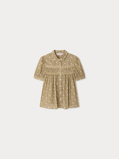 Laurence blouse smocked and hand-embroidered in Liberty organic cotton fabric