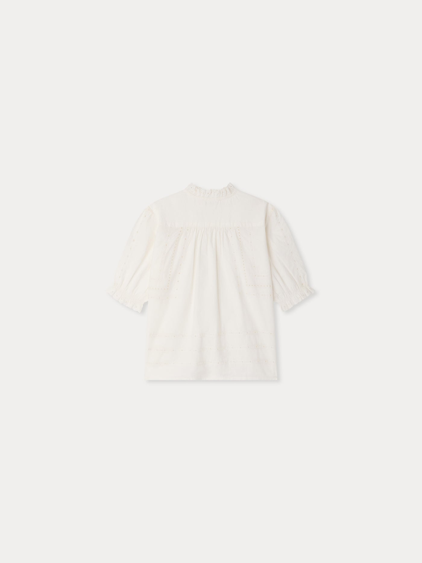Letitia blouse in organic cotton poplin with contrasting embroidery