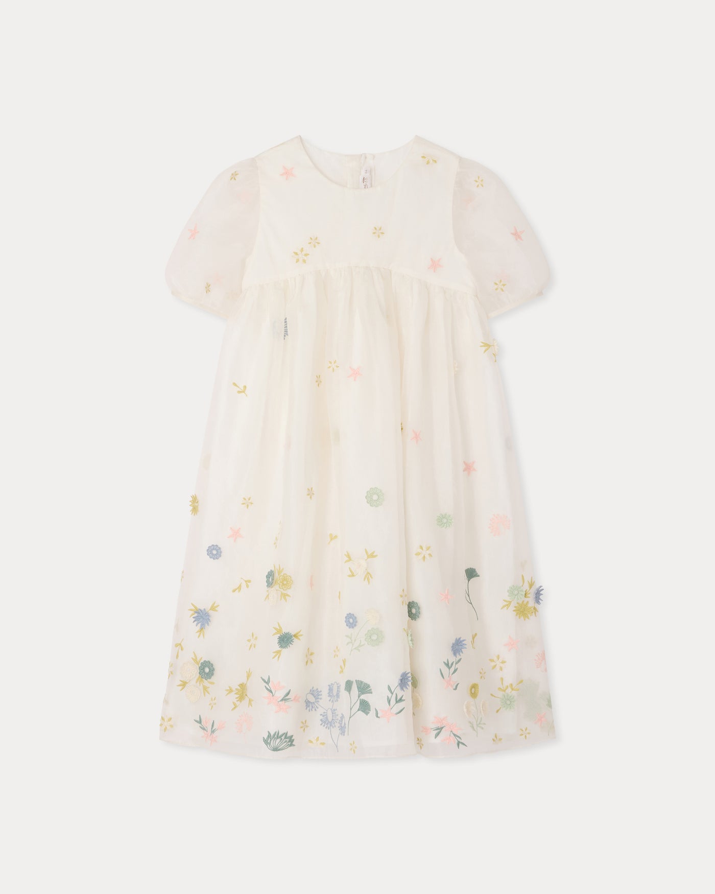 Elmae dress with embroidered flowers in silk