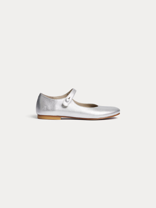 Ella silver leather ballet flats