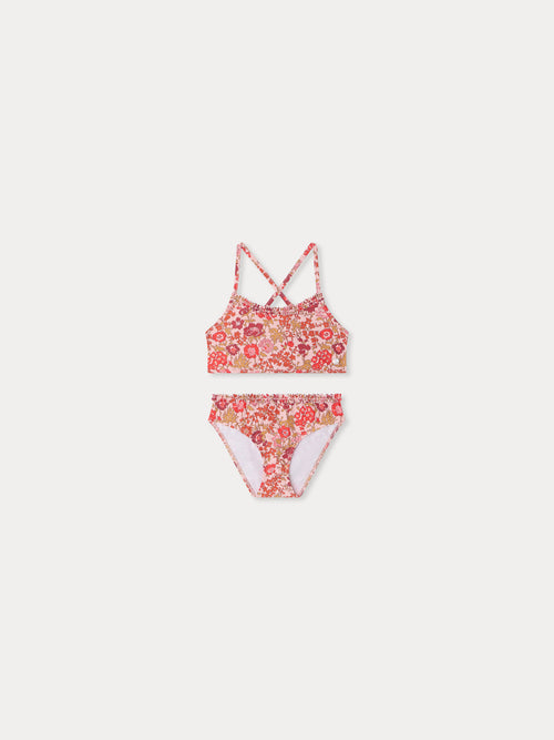 Lais two-piece swimsuit with pink flowers in Liberty fabric