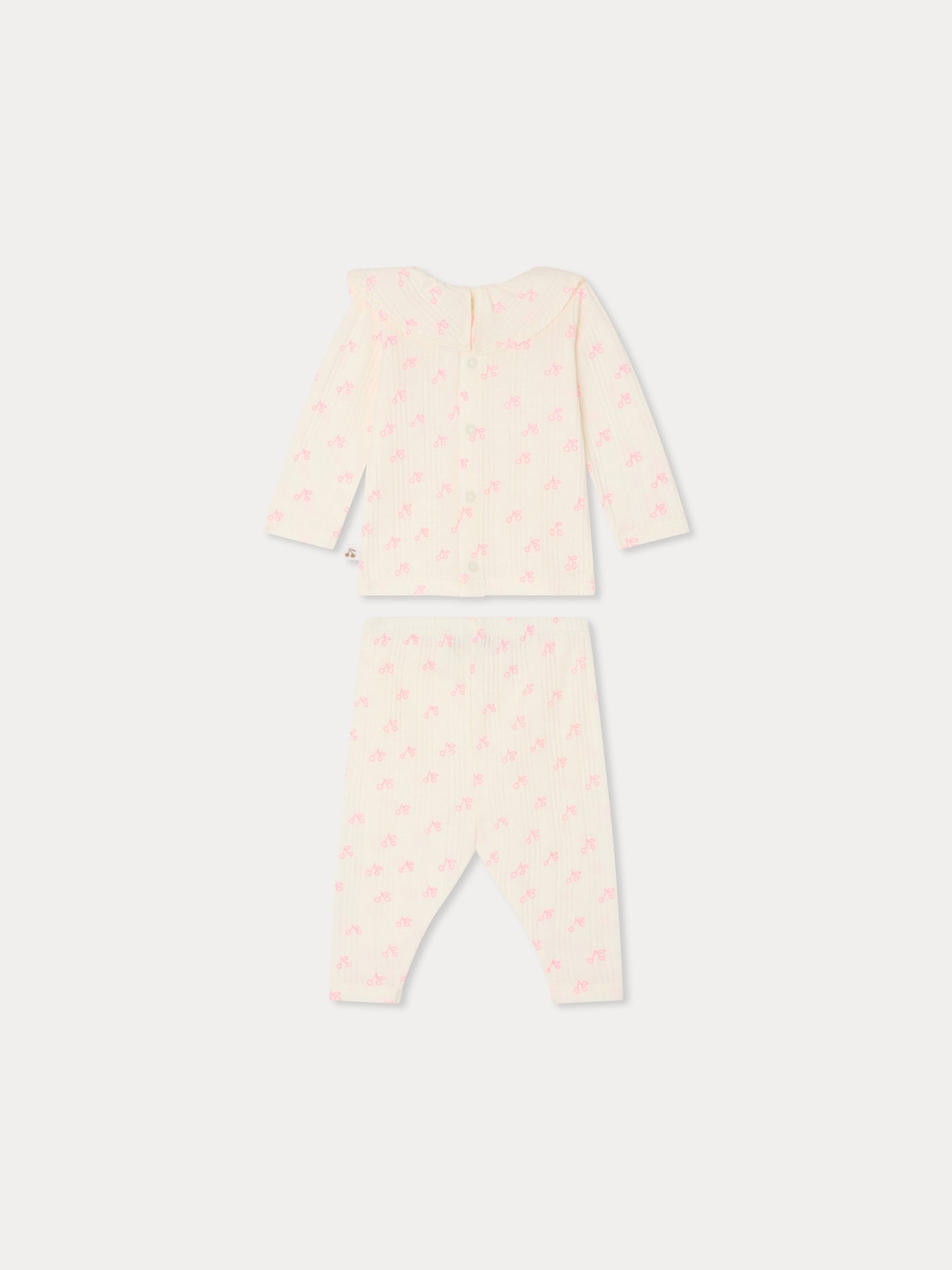 Jelsia cherry print set in organic ribbed cotton