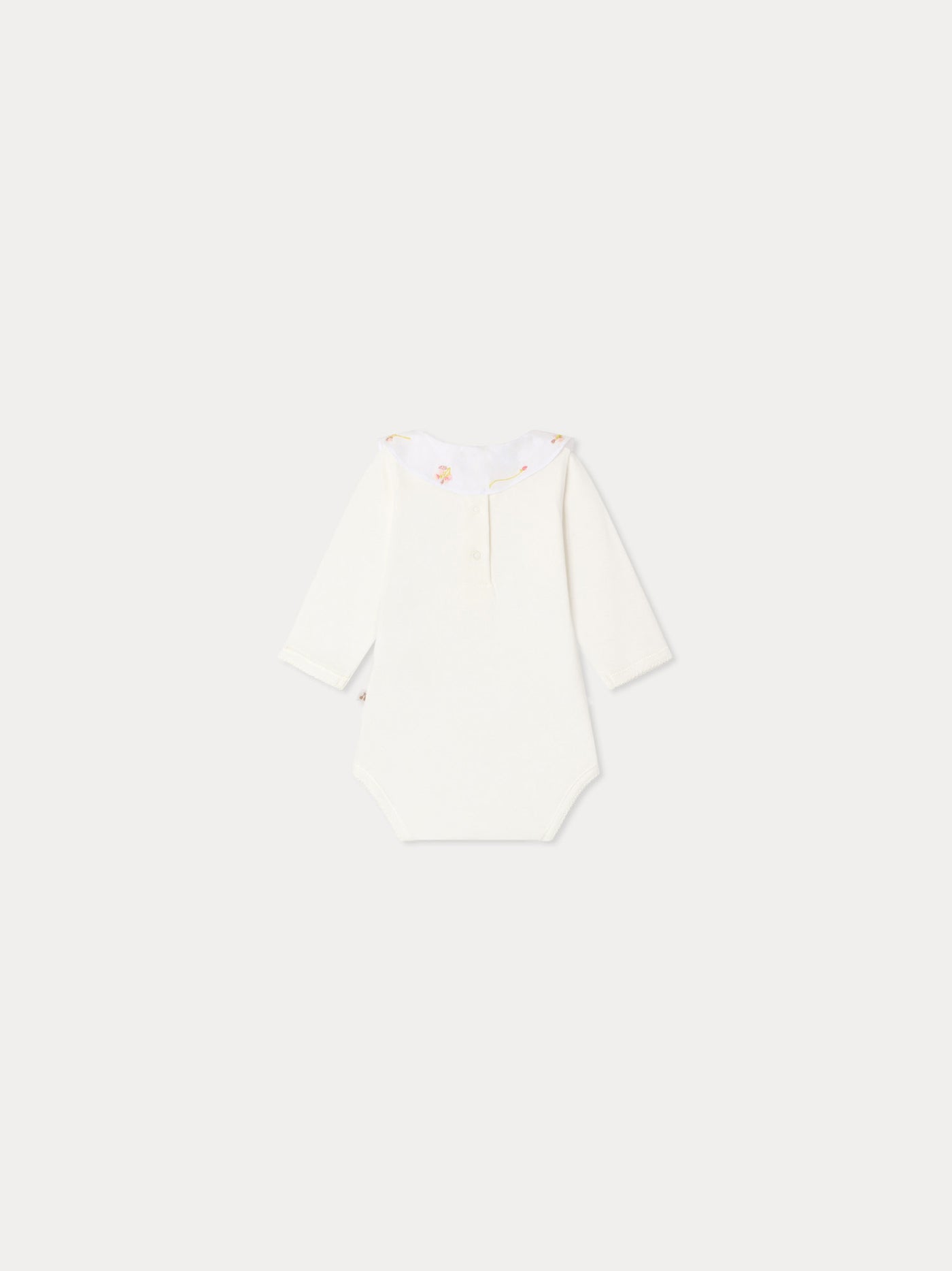 June bodysuit with hand-embroidered flowers in organic cotton