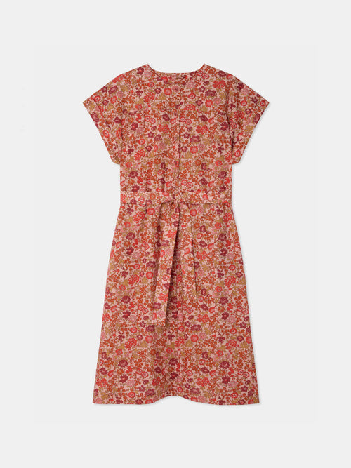 Leira dress with pink flowers in Liberty organic cotton fabric