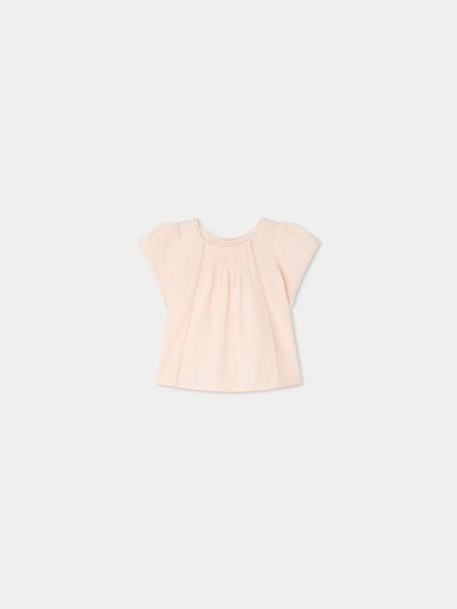 Lacacia blouse in organic cotton voile and Calais lace