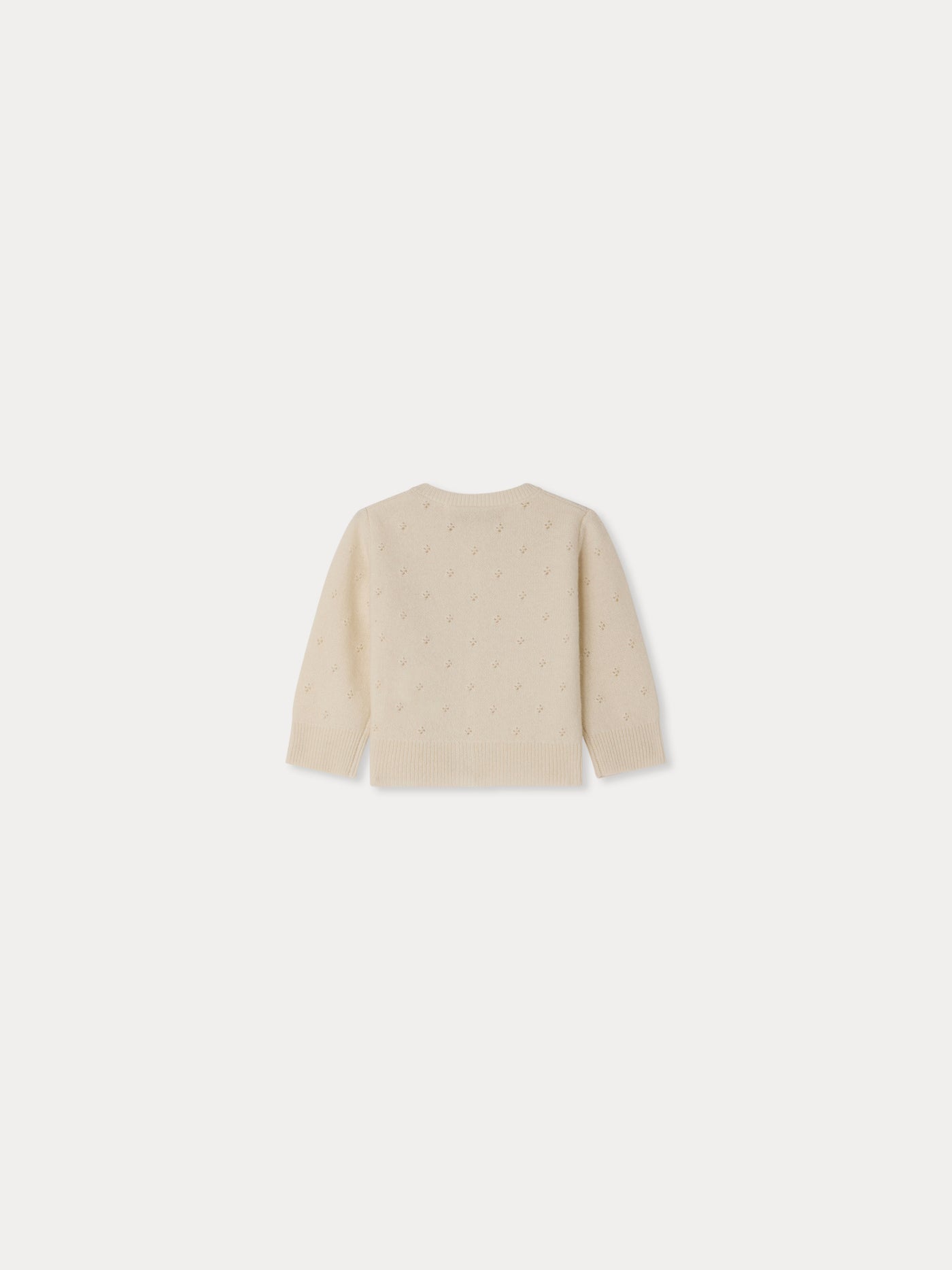 Laelia cardigan with round neck and pointelle knit in cashmere