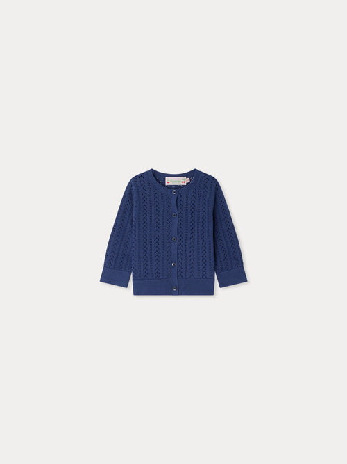 Laeli round neck cardigan in organic cotton pointelle knit