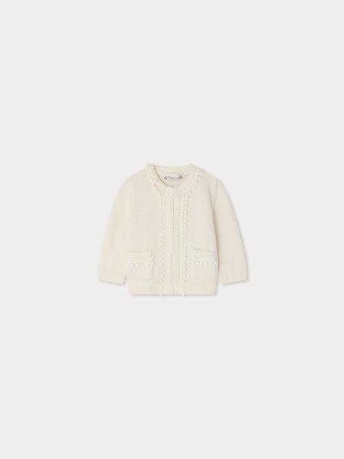 Embroidered Laine cardigan in organic cotton and cashmere