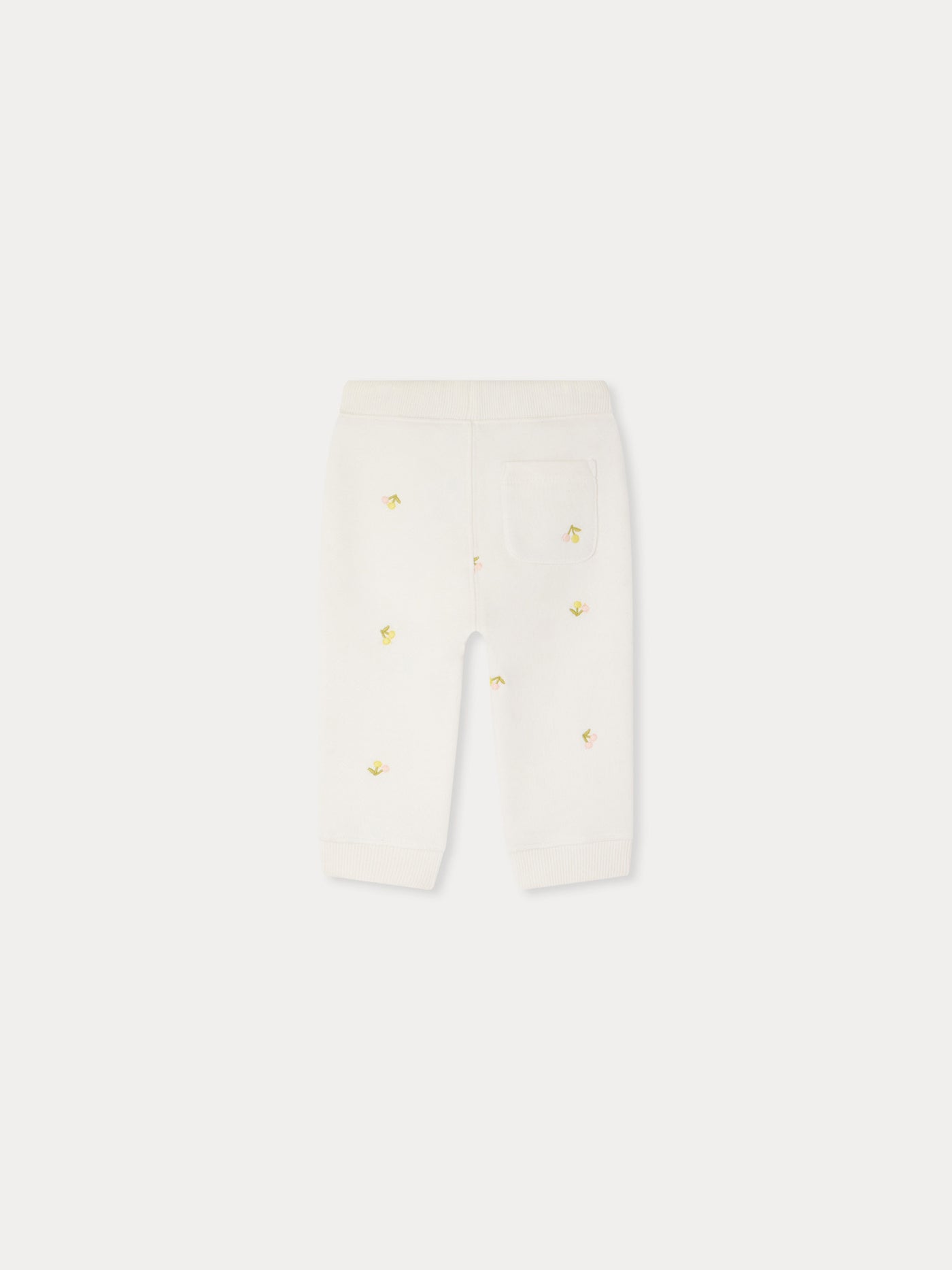 Bambo jogging pants embroidered with cherries in organic cotton