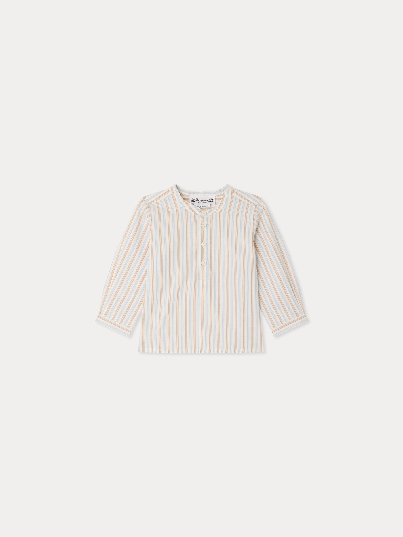 Polisson striped mandarin collar shirt in organic cotton