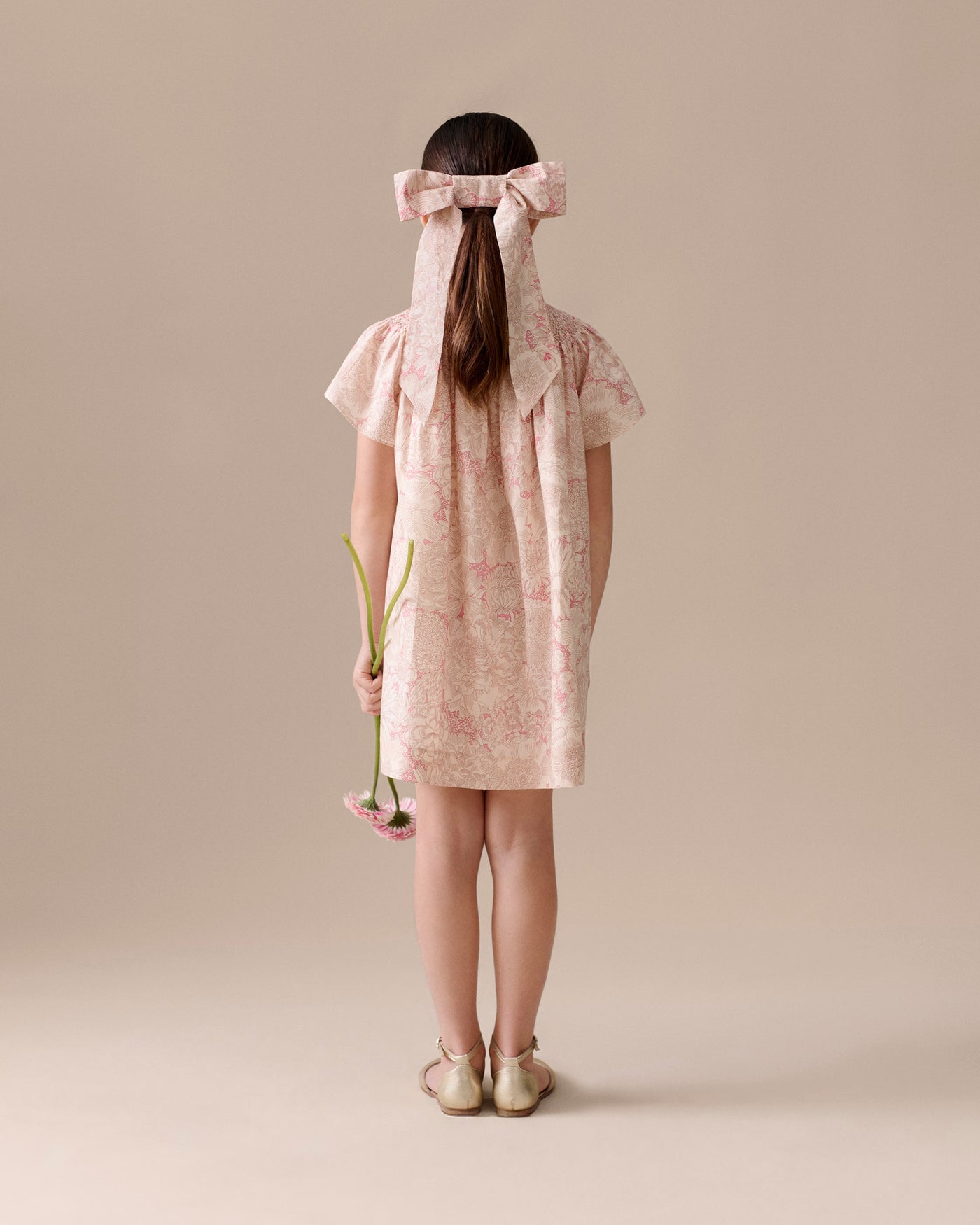 Girl Summer 2026 Ceremony Look - Hand embroidered smocked dress in Liberty fabric