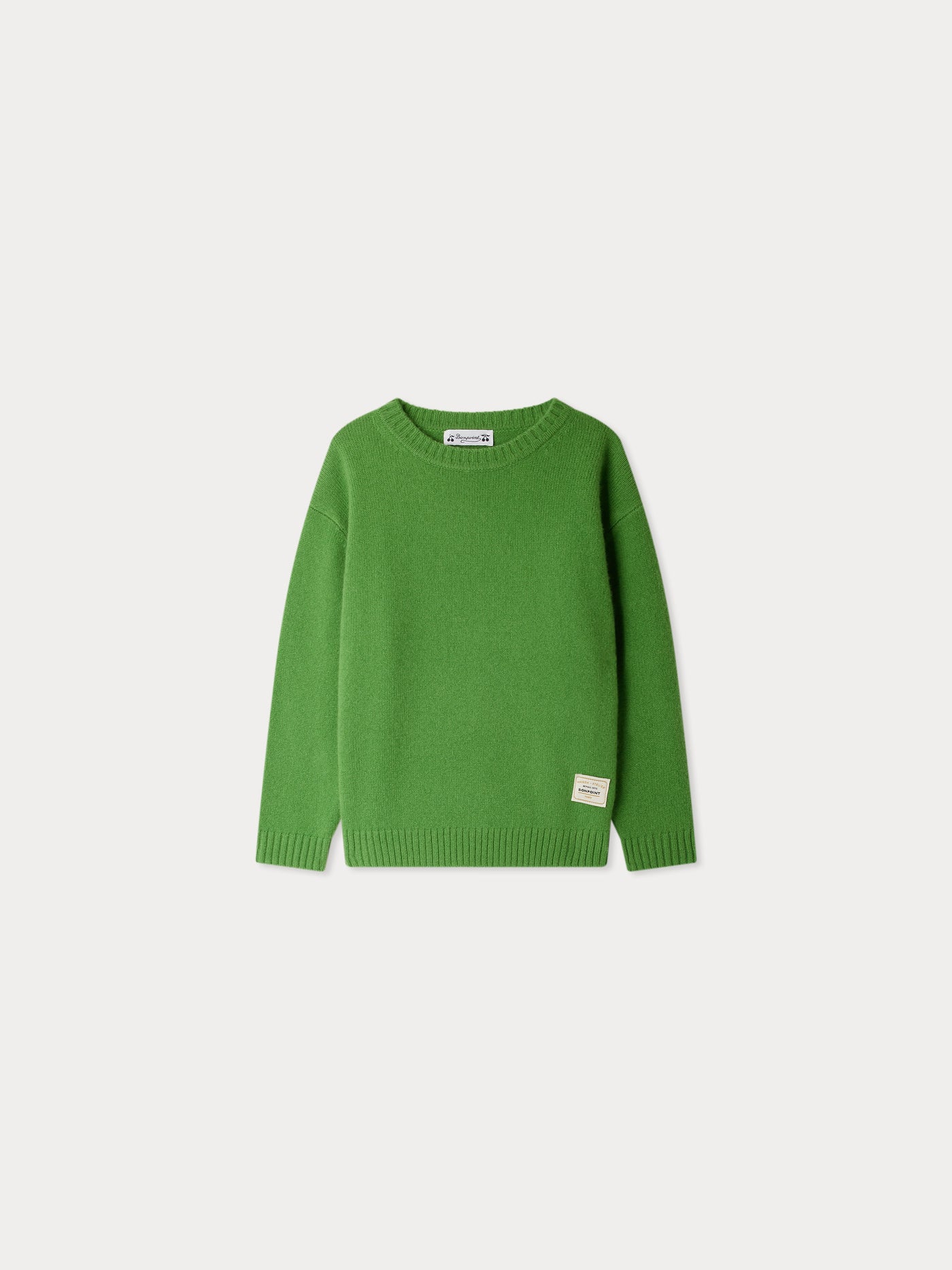 Jason sweater with elbow patches in green wool