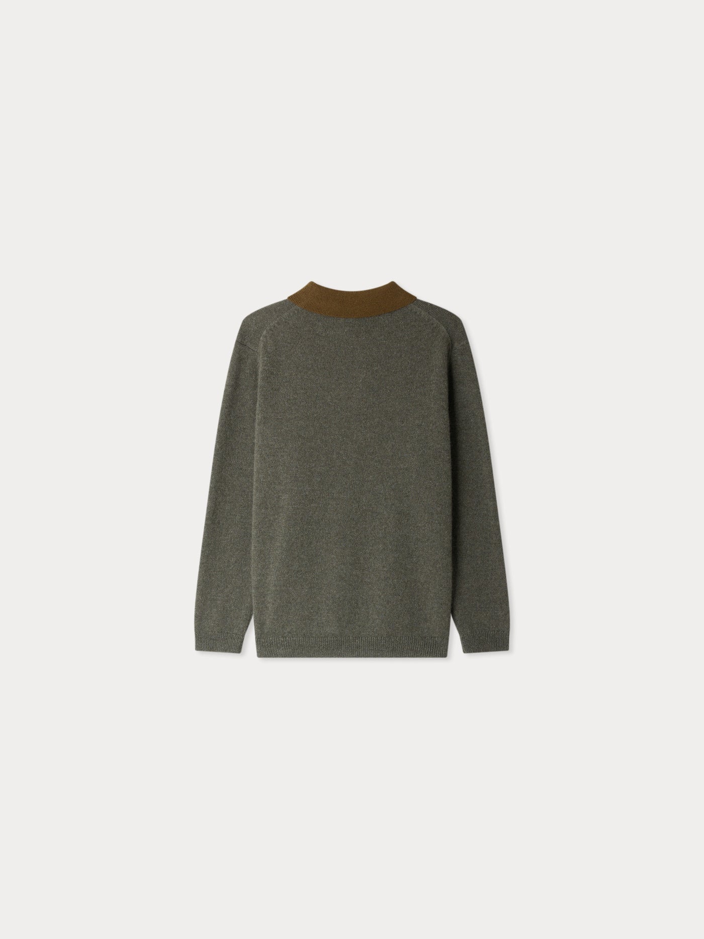 Jameson Khaki Cashmere Contrast Collar Sweater