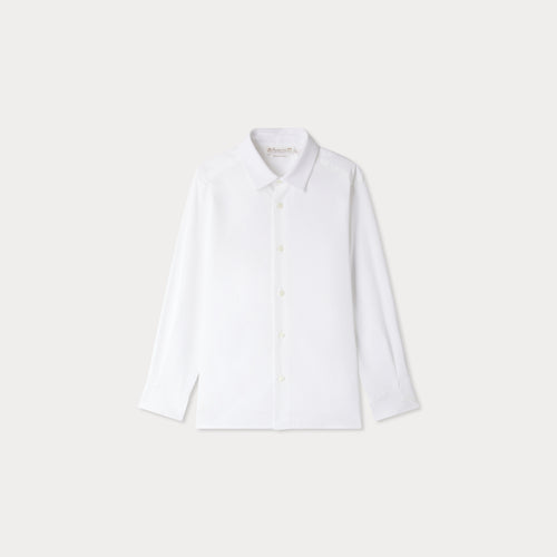 Aristotle shirt with pique collar and cuffs in cotton poplin