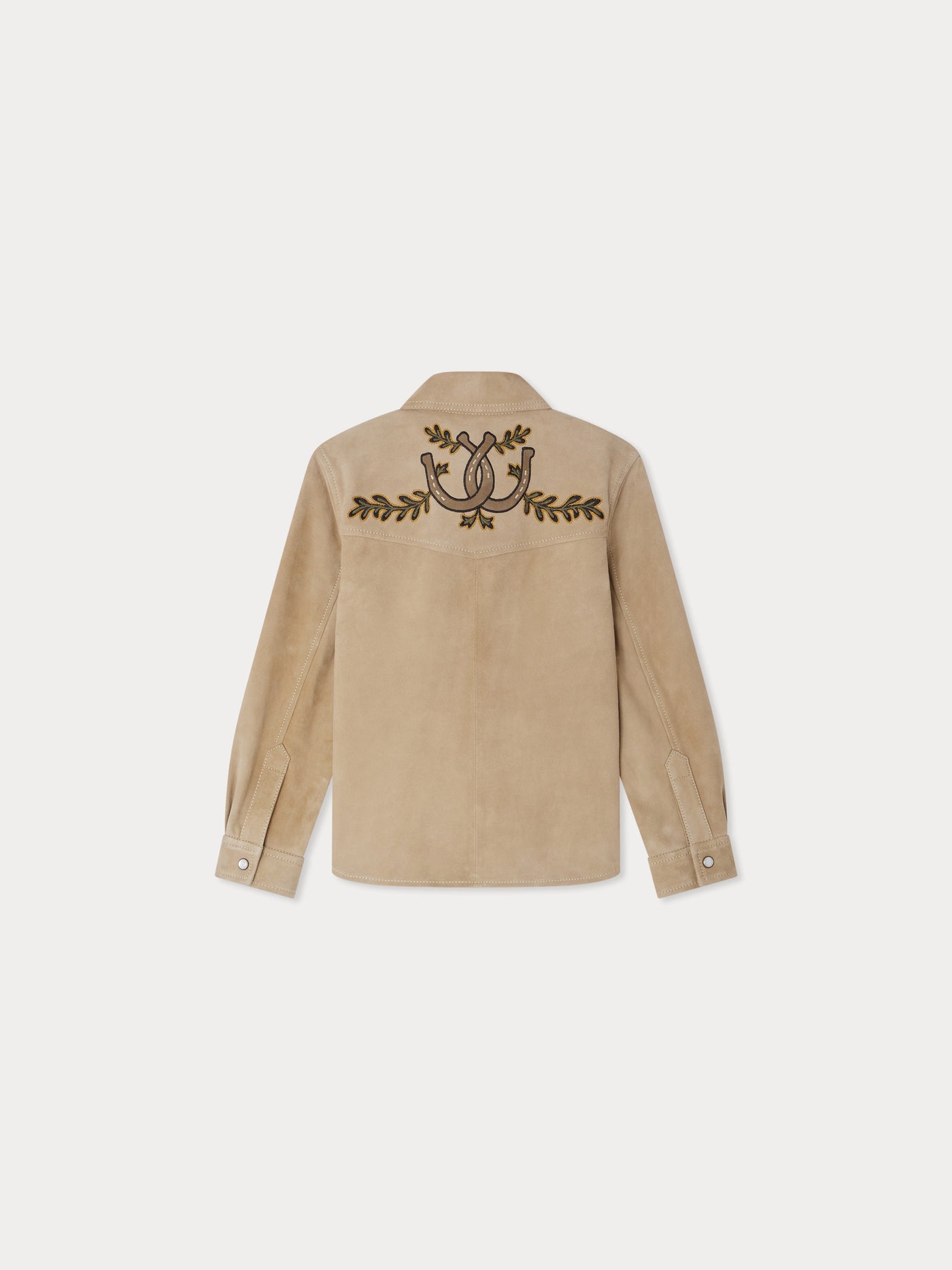 Newis leather shirt with western embroidery