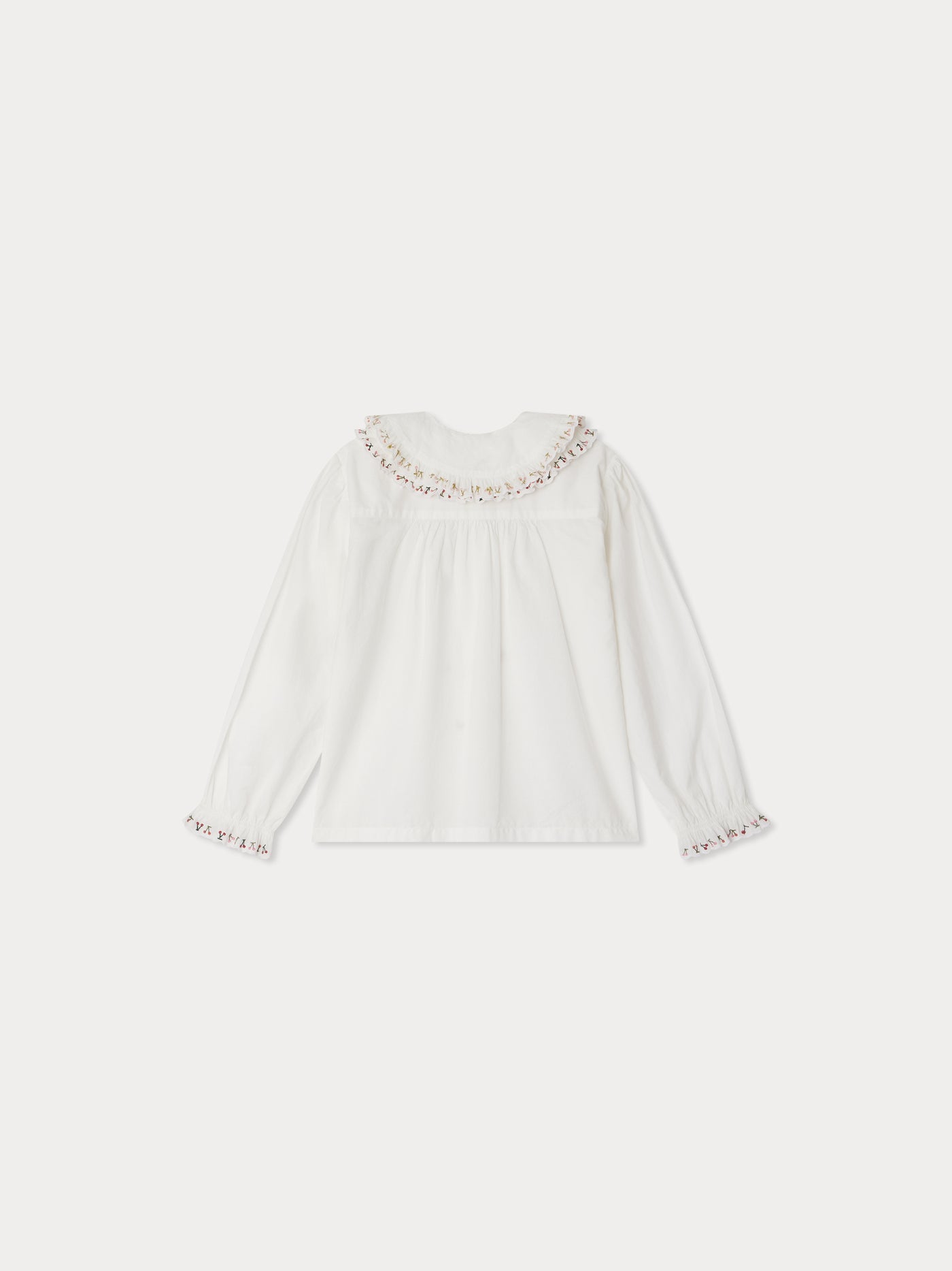 Janeke blouse with embroidered collar and pleated organic cotton