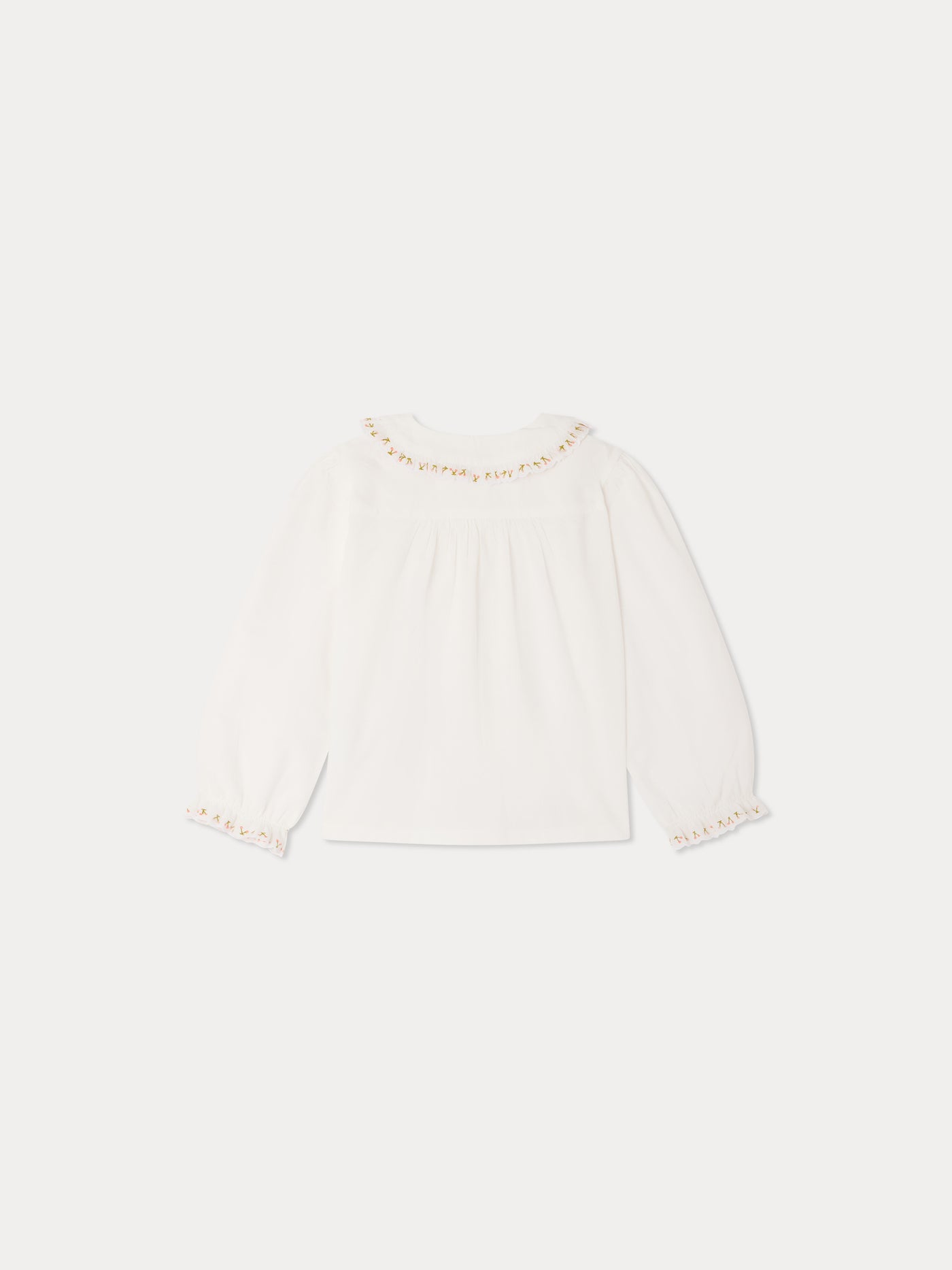 Janeke blouse with embroidered collar and pleated organic cotton