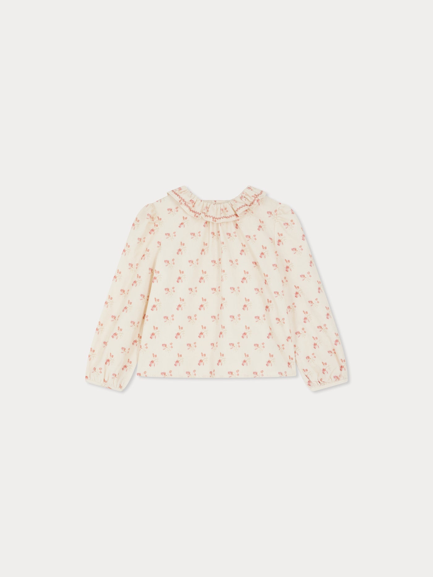 Timber blouse in printed velvet with cherry embroidery