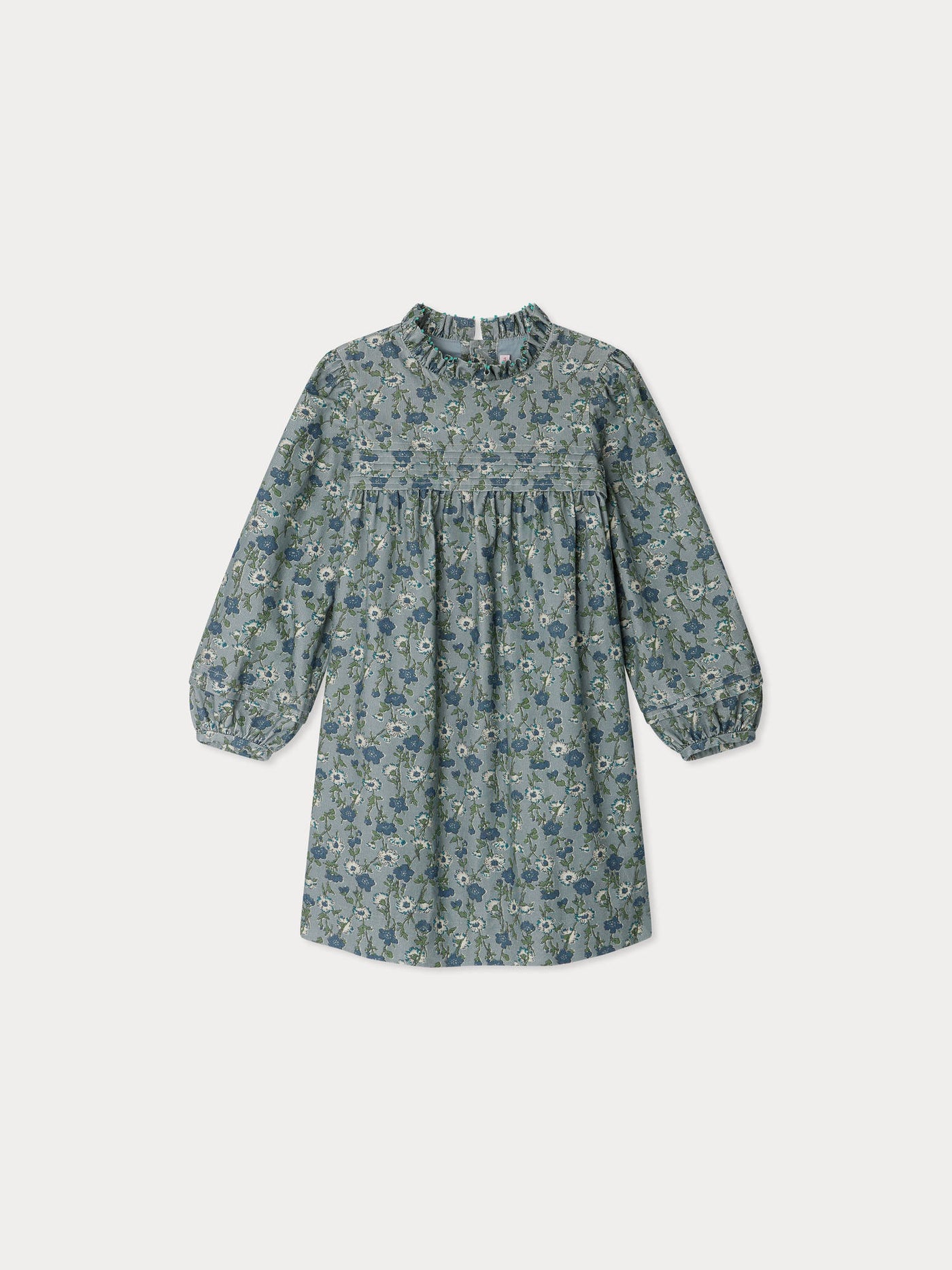 Topaz dress with embroidered collar and pleated Liberty velvet fabric