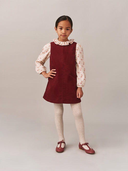 Jolla cherry embroidered corduroy dress