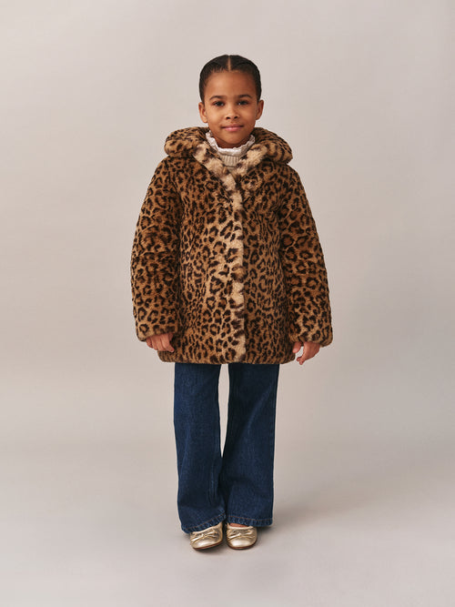 Doogie Leopard Print Faux Fur Coat