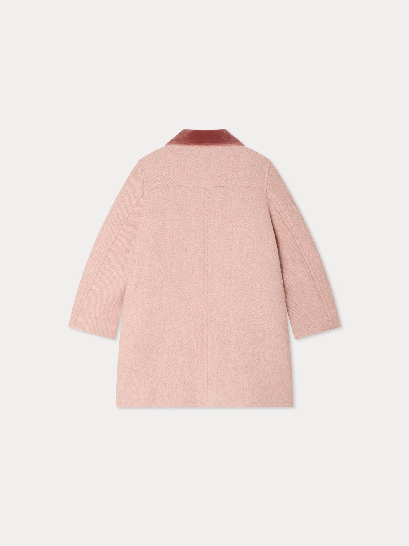 Jaida coat in pink wool with a velvet collar