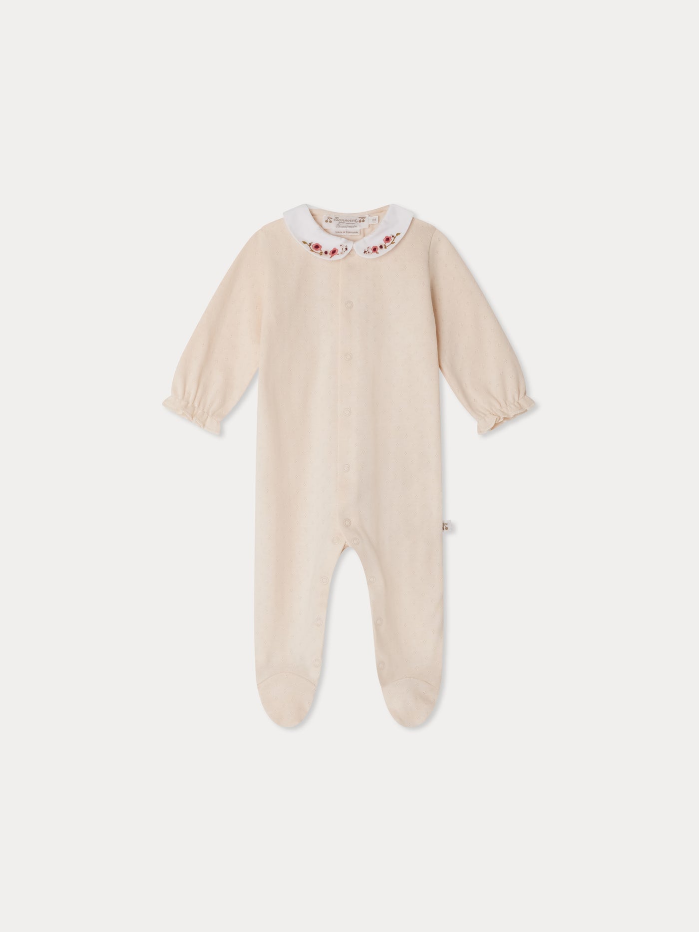 Tintina pointelle pajamas with embroidered collar in organic cotton