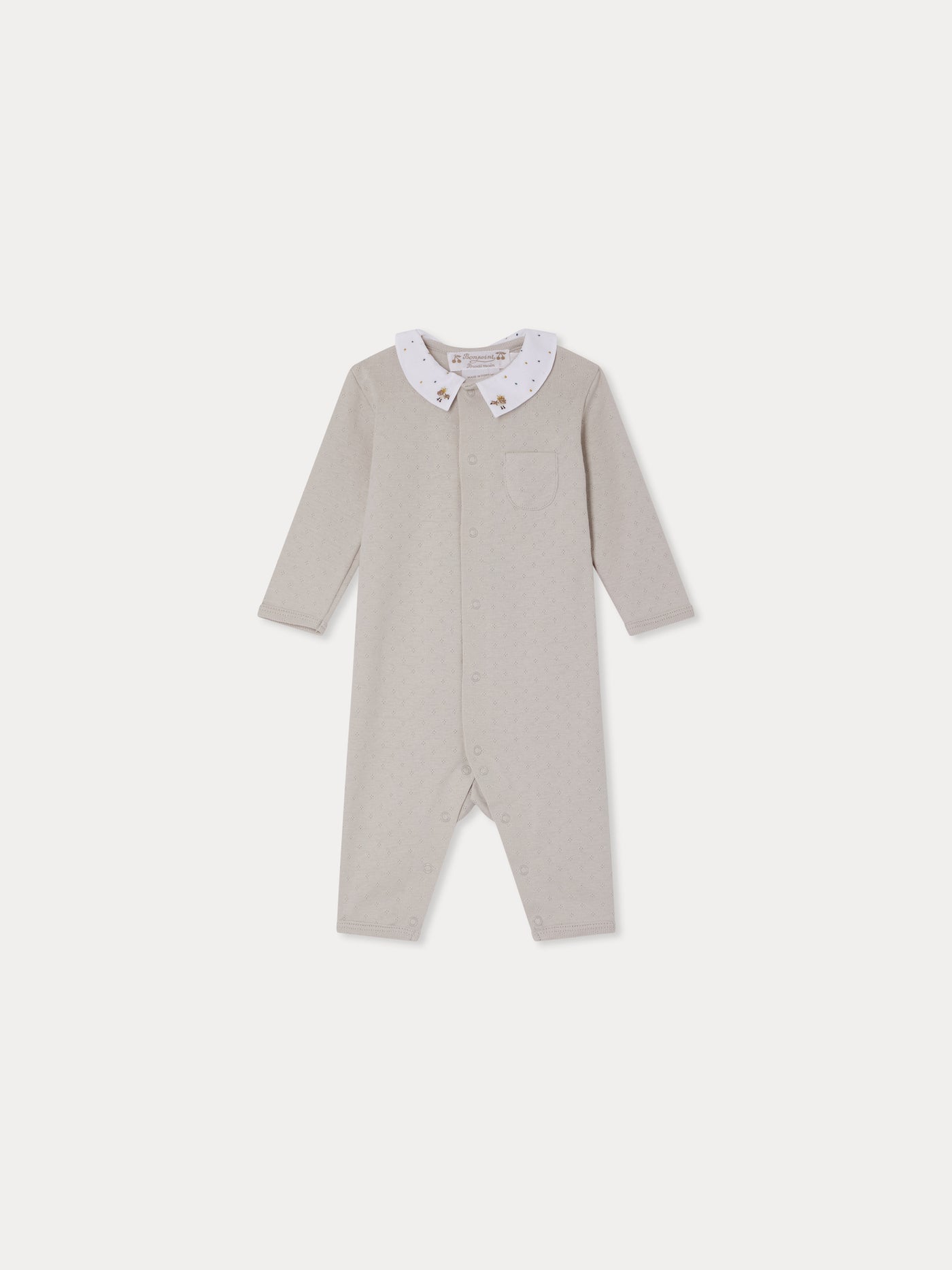 Anton pointelle pajamas with embroidered collar in organic cotton
