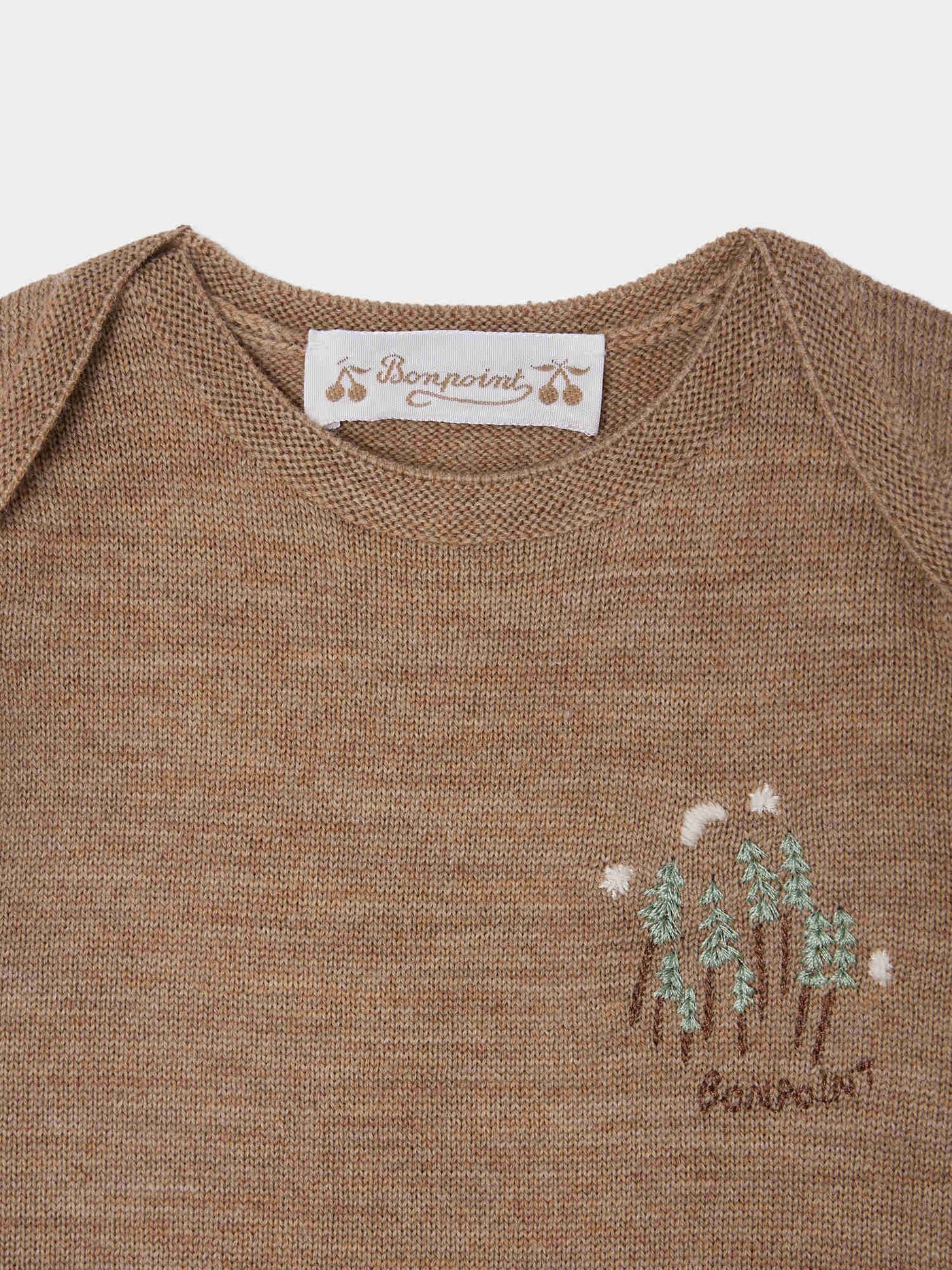 Cielo jumpsuit with American neckline and wool embroidery on the chest