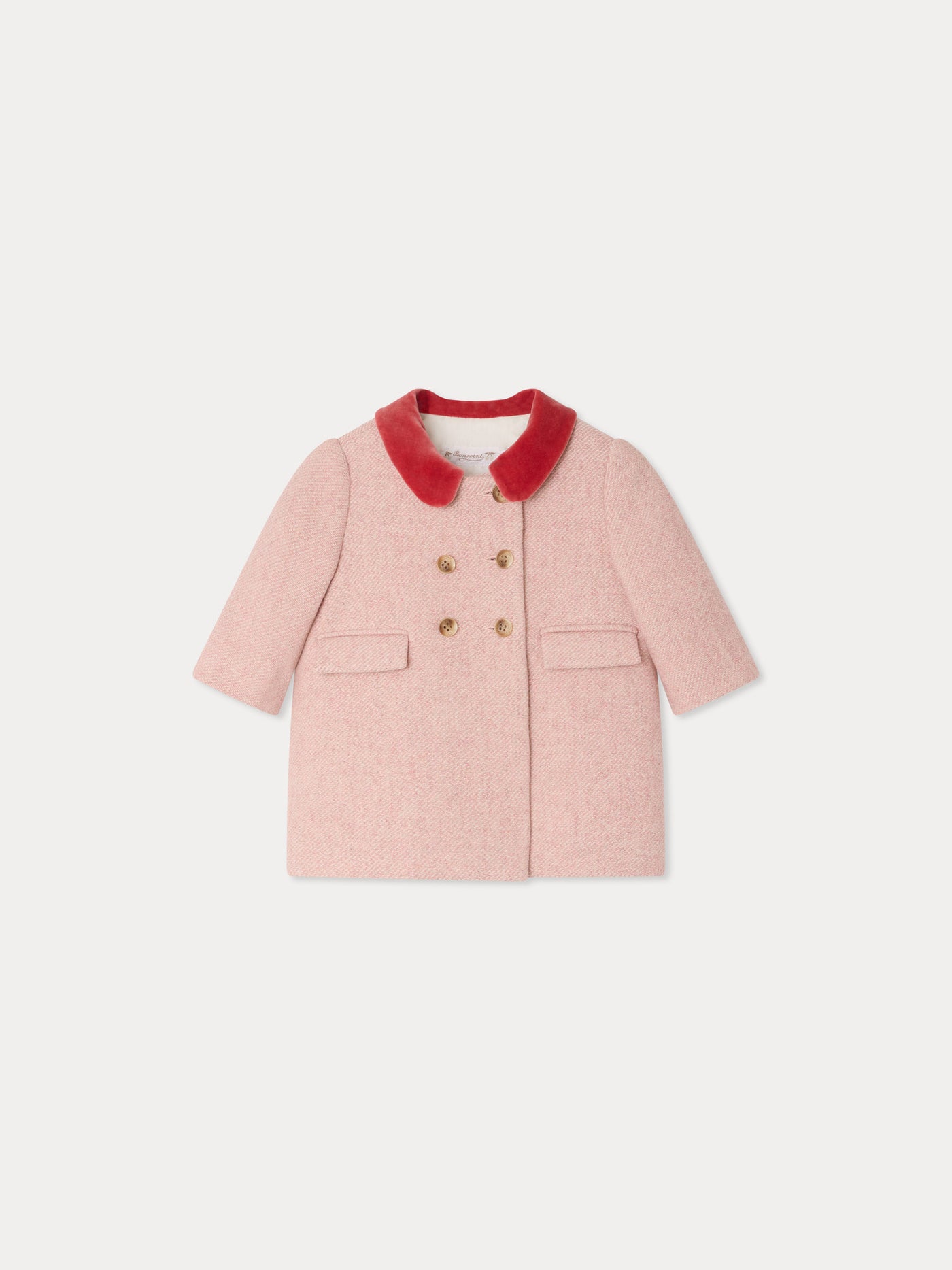 Moka wool coat with velvet collar