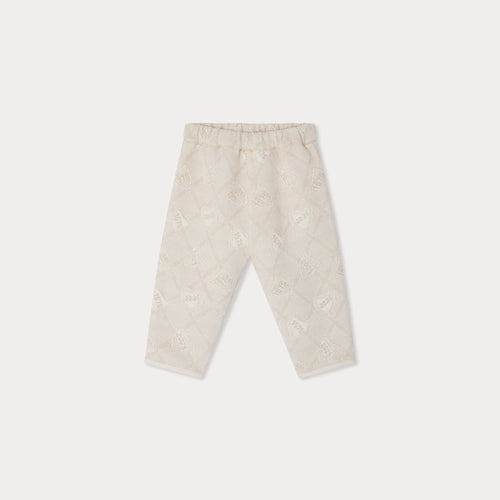 Elvin quilted jogging pants with jacquard pattern in organic cotton
