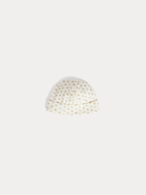 Lyann beanie with cherry print in organic cotton