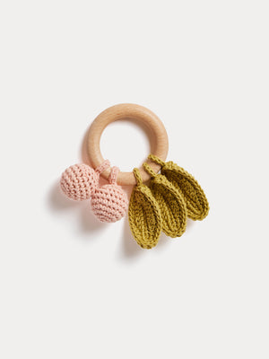 Becherrymini pink hand-crocheted rattle in organic cotton