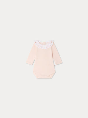 June bodysuit with hand embroidered flowers in organic cotton