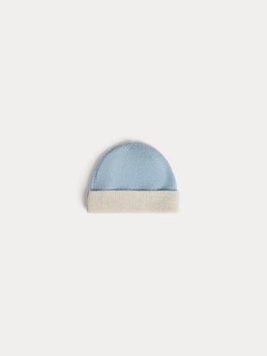 Darbo blue two-tone hat with turned-up brim in cashmere