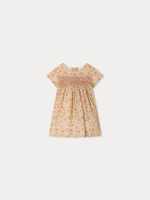 Maruska baby dress in Liberty fabric smocked and hand-embroidered in organic cotton