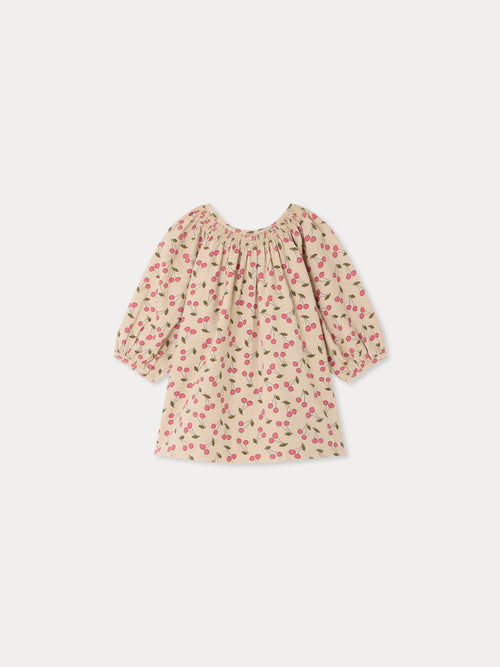 Muce baby dress smocked cherry print organic cotton