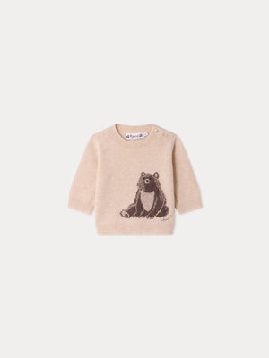 Almire baby jumper with embroidered bear in cashmere