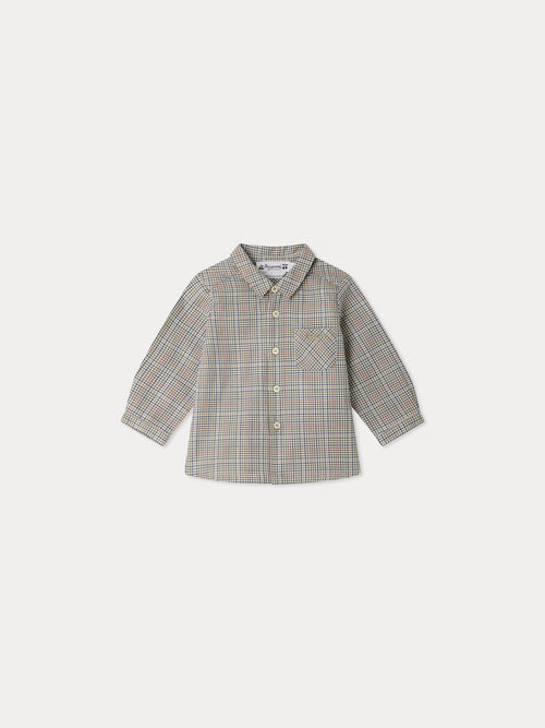 Malo baby shirt checked and hand-embroidered in organic cotton