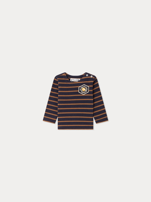 Tourbillon baby T-shirt with stripes in organic cotton