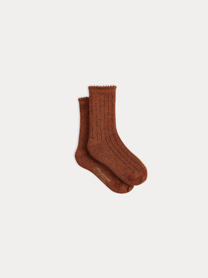 Elwen baby socks in mottled brown