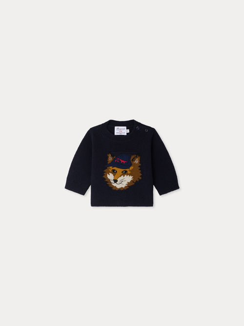 Bonpoint x Maison Kitsuné Almire baby sweater with fox embroidery in wool