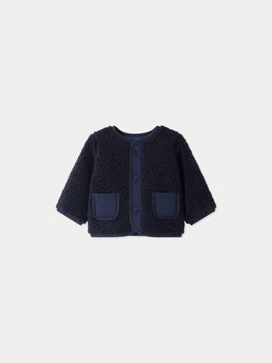 Melice navy baby coat in reversible fleece