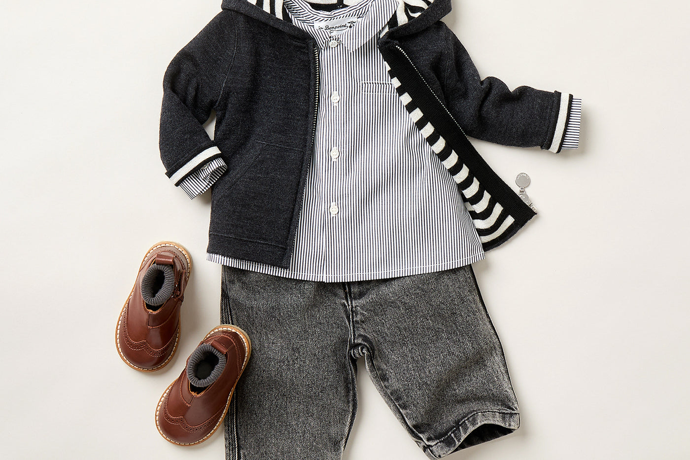 Prefall 2025 baby boy's look - Striped Boubou shirt