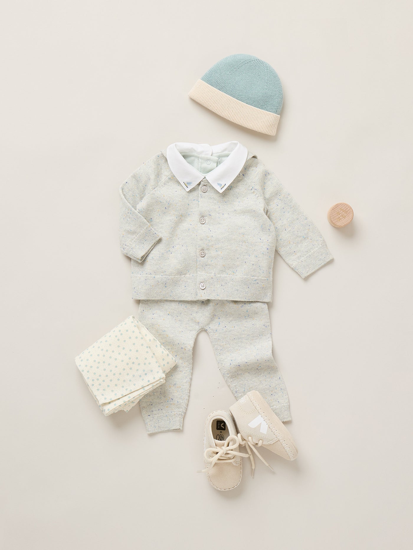 Newborn Summer 2026 Look - Speckled set with sailor collar
