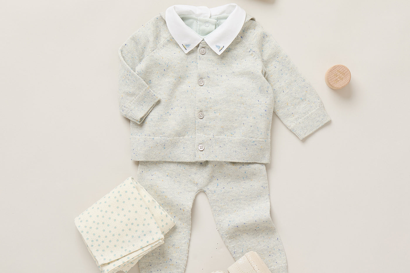 Newborn Summer 2026 Look - Speckled set with sailor collar
